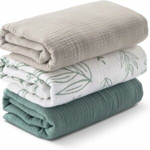 3 Pack Muslin Swaddle Blankets for Newborn