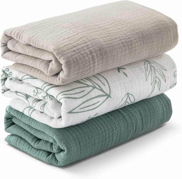3 Pack Muslin Swaddle Blankets for Newborn