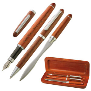 Personalised wooden pens set in gift box